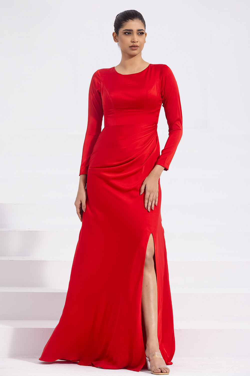 Ruby Red Sheath Silhouette Gown